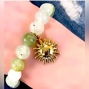 Moodtherapy handcrafted genuine gemstone beaded stretch bracelet
